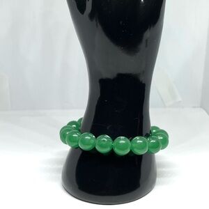Gemstone (Jade?) 925 Clasp Bracelet